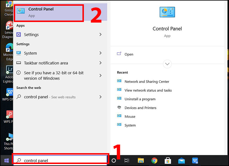Truy cập Control Panel