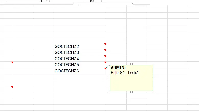 tạo ghi chú trong excel 7